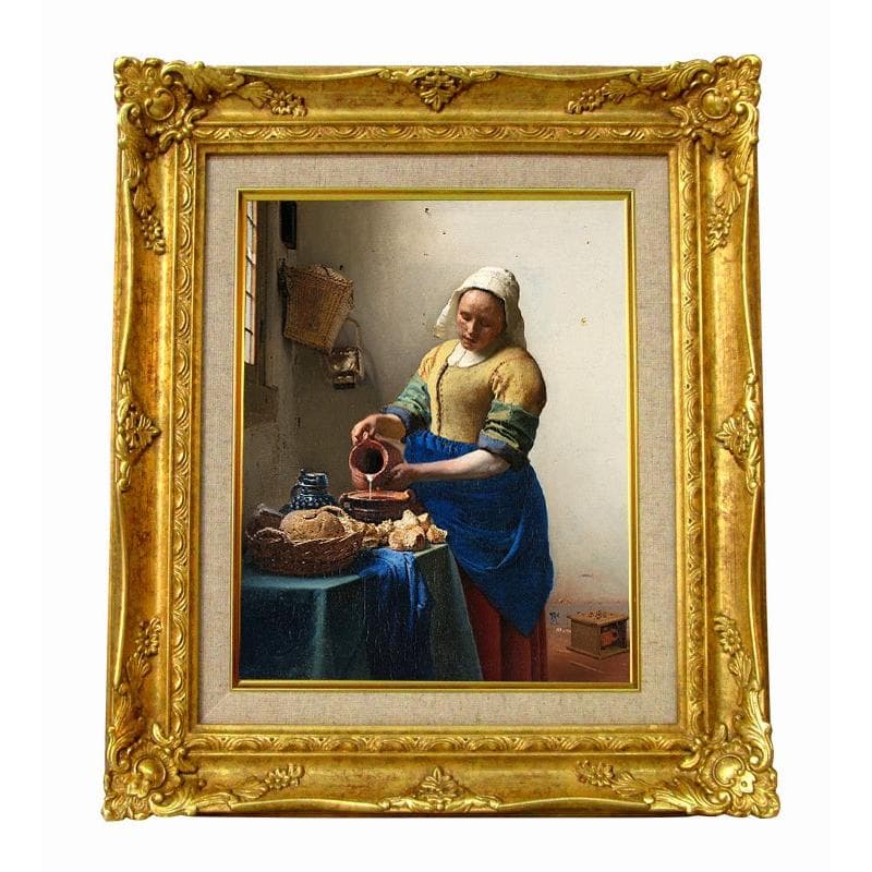 世界の名画 フェルメール 牛乳を注ぐ女 ジクレーキャンバス複製画 豪華額装品