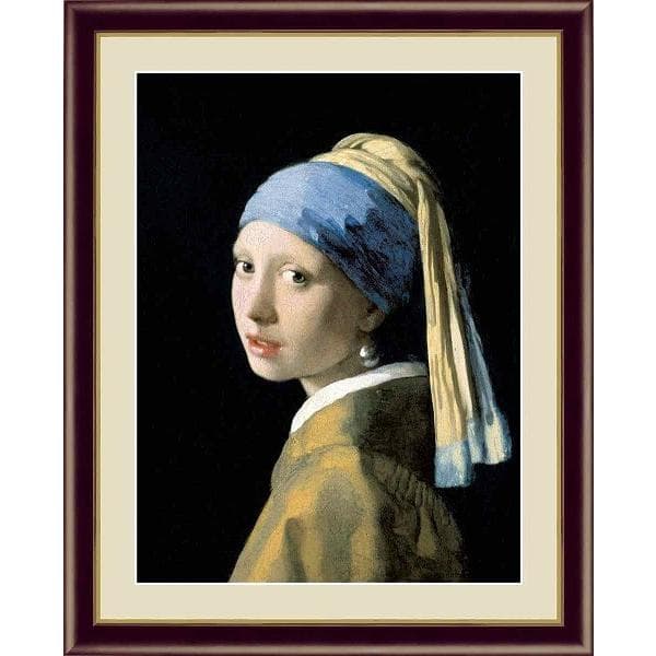 世界の名画 油絵 真珠の耳飾りの少女 ヨハネス フェルメール F4 42×34cm 手彩仕上 高精細巧芸美術画 爆買
