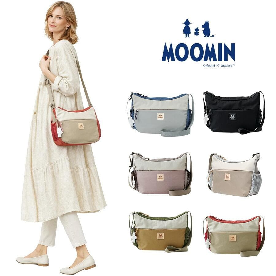 【MOOMIN】RMNL-03 深型ショルダーバッグ ムーミン ポケット沢山 大容量 軽撥水 軽量 たっぷり収納 便利…