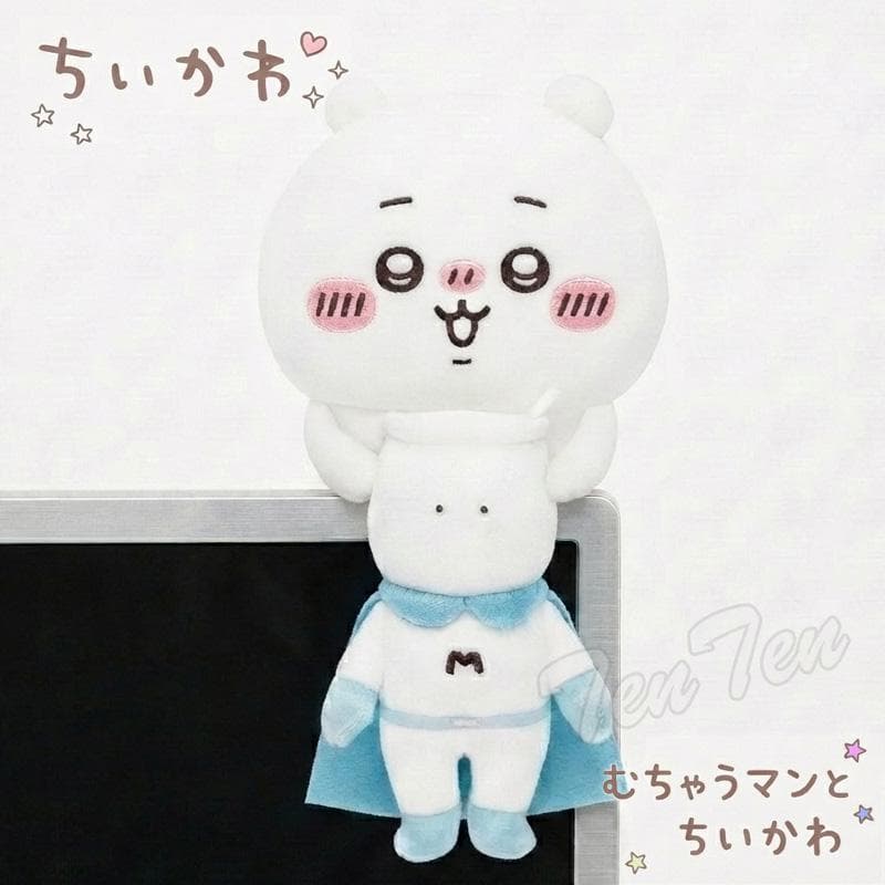 ちいかわ デスクトップから見守るひっかけぬいぐるみ むちゃうマンとちいかわ むちゃうマン ひっかけ マスコット…