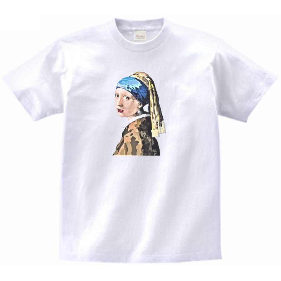フェルメール 真珠の耳飾りの少女 デザイン・アート Tシャツ ハイクオリティヘビーウェイト 透けない 厚手…