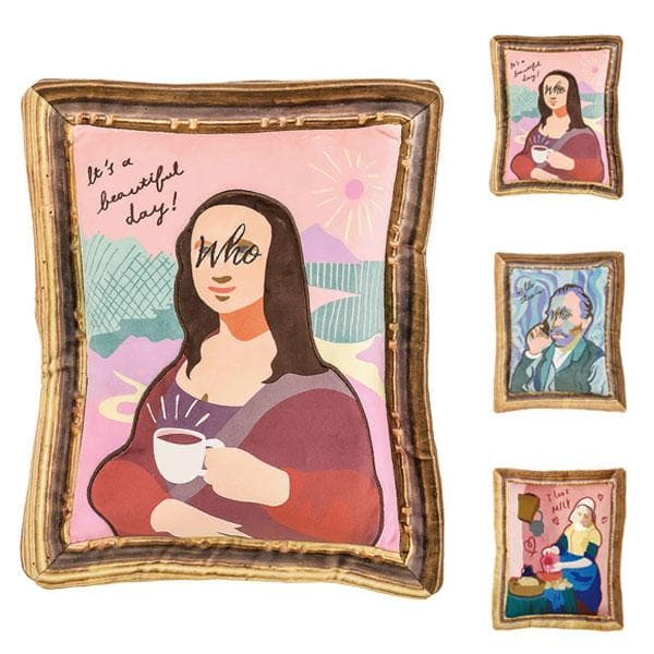 アートクッション Mサイズ アート 絵画 クッション モナリザ ゴッホ 牛乳を注ぐ女 刺繍 抱き枕 ギフトかわいい…