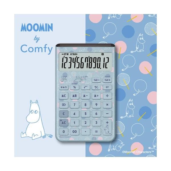 ムーミン モデル デザイン電卓 MOOMIN by Comfy ジャストタイプ 12桁 グレイッシュブルー(ムーミン)…