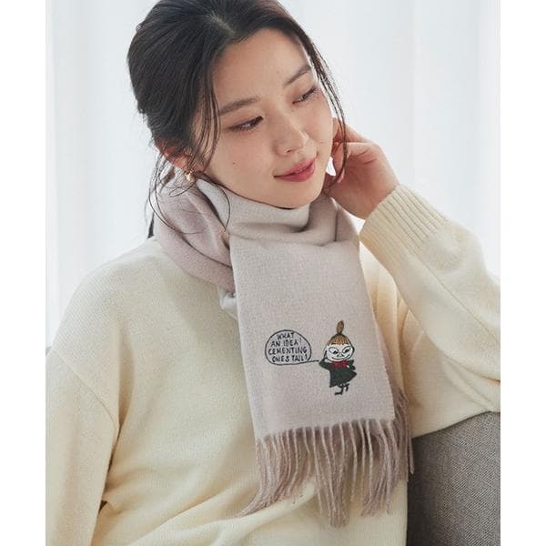 ストール マフラー MOOMIN ムーミン 特別仕様のBOX入 リトルミイ 刺繍入り カシミヤ リバーシブル マフラー…
