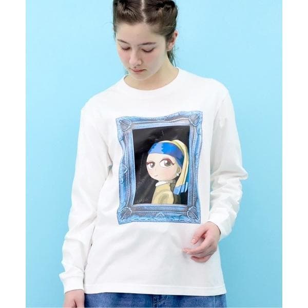 tシャツ ロングスリーブTシャツ-真珠の耳飾りの少女 レディース