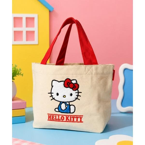 トートバッグ 「Sanrio/サンリオ」ハローキティ サガラ刺繍 キャンバスミニトートバッグ レディース メンズ
