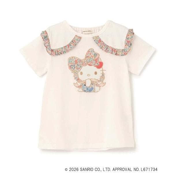 tシャツ 「ハローキティ/マイメロディ」リバティアップリケフリルTシャツ キッズ 子供服 女の子