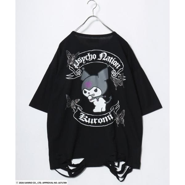 tシャツ 半袖 クロミ バックプリント ダメージ ビッグTシャツ / ラインストーン オーバーサイズ ユニセックス…