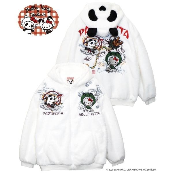 コート ジャケット Hello Kitty×PANDIESTA 風神キティと雷神パンダフェイクファーパーカー(M2)…